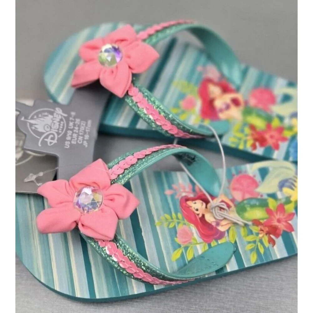Disney Store Princess Ariel Flip Flops Sandals Shoes Girl Size 9/10